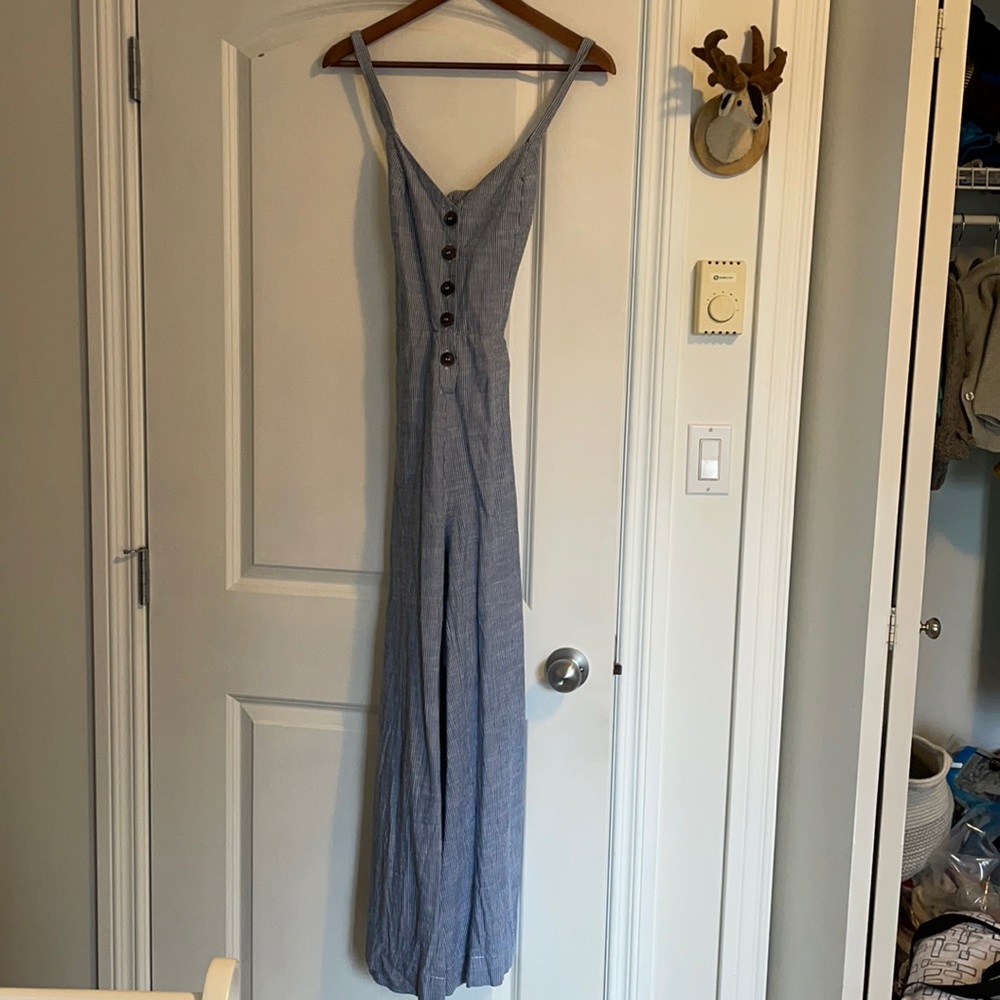 Blue and white romper